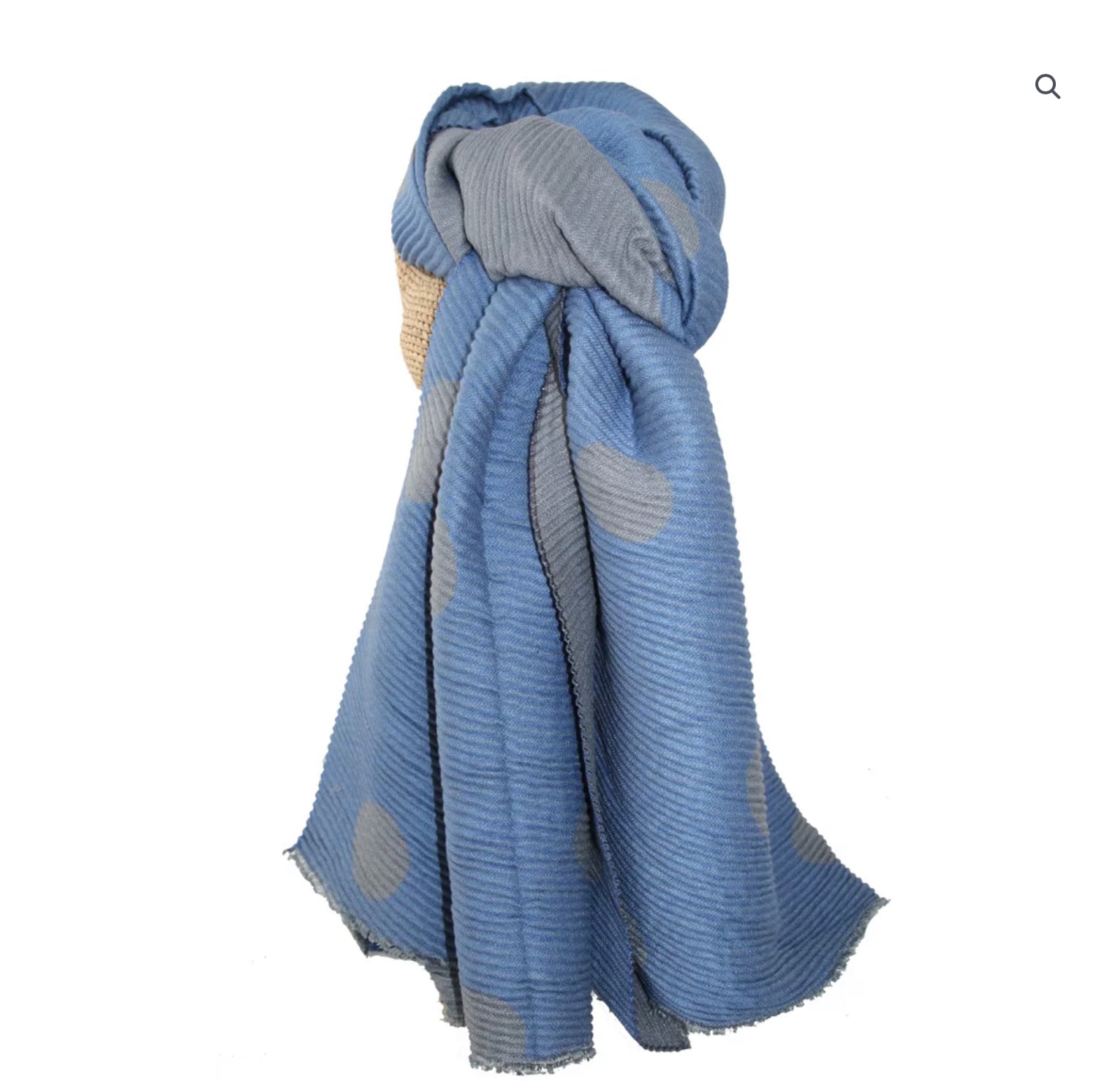 Blue Pleated Dot Scarf