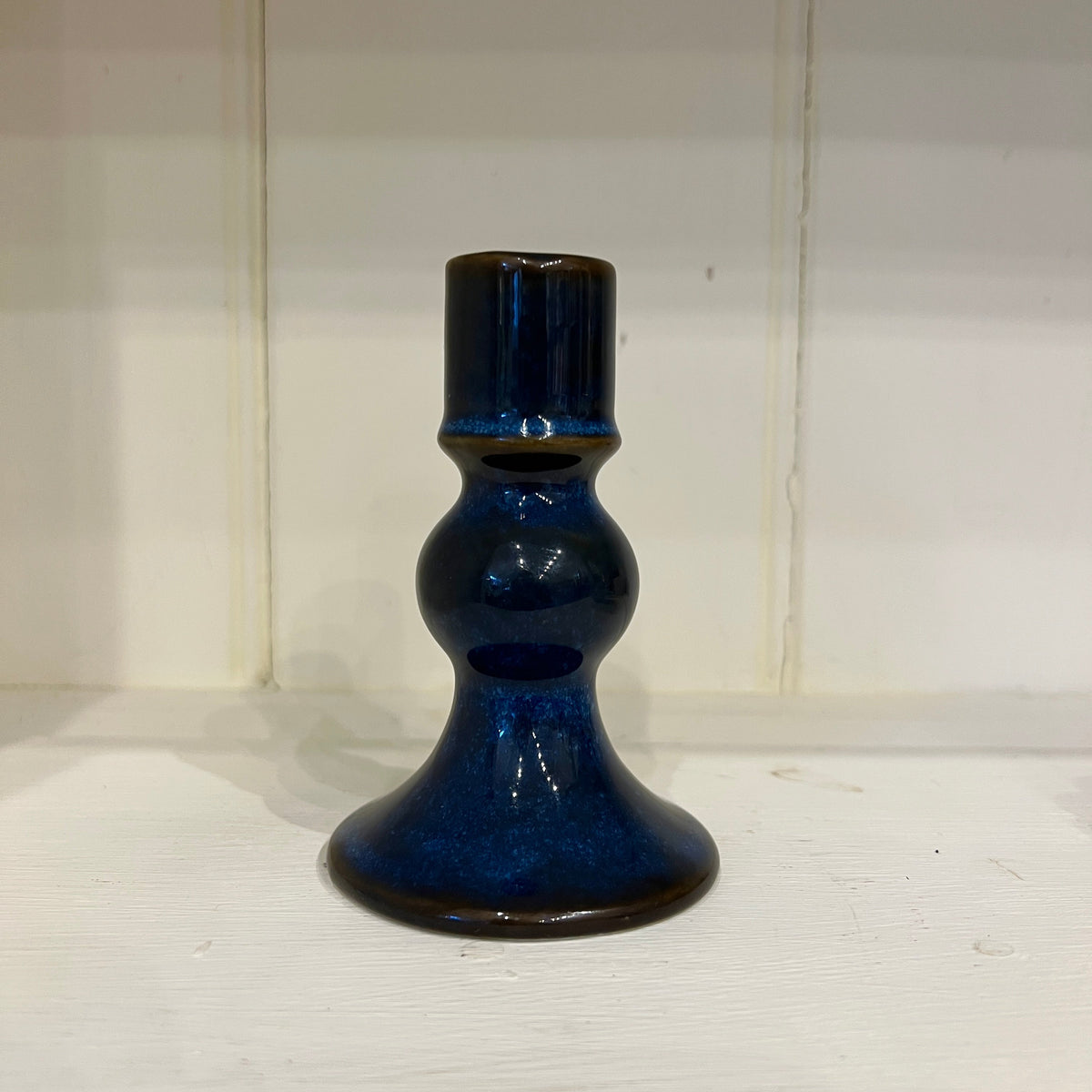 Short Blue Porcelain Candlestick