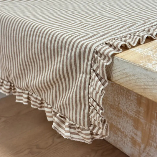 Brown Stripe Ruffle Table Runner
