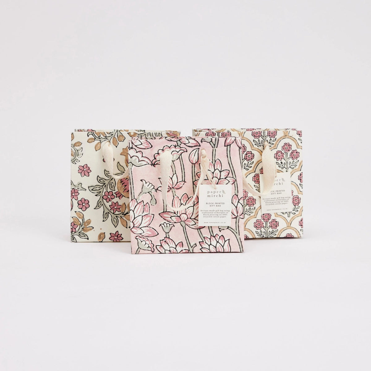 Pink Earth Small Block Print Gift Bag