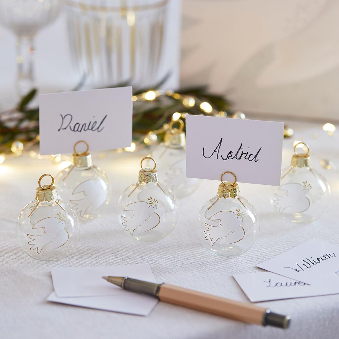 Dove Bauble Place Card Holders