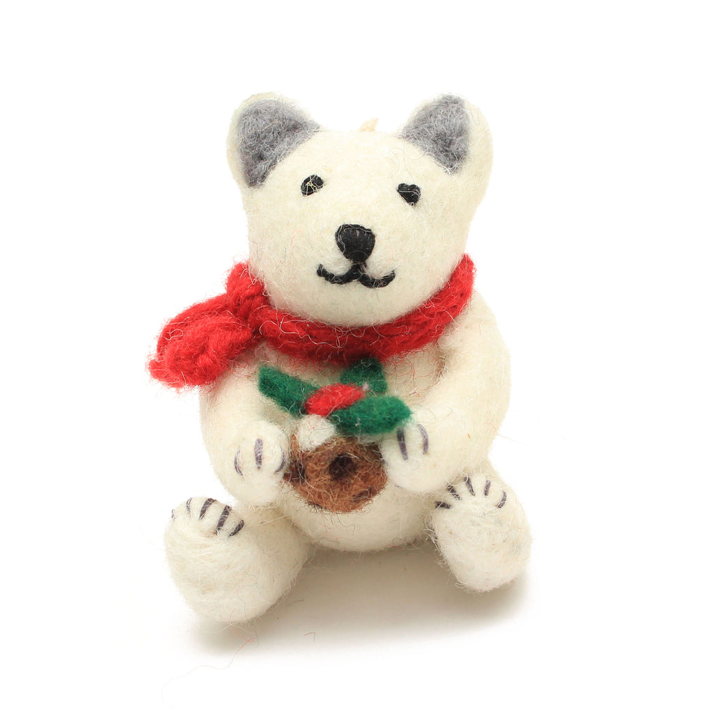 Christmas Felt Polar Bear Decoration