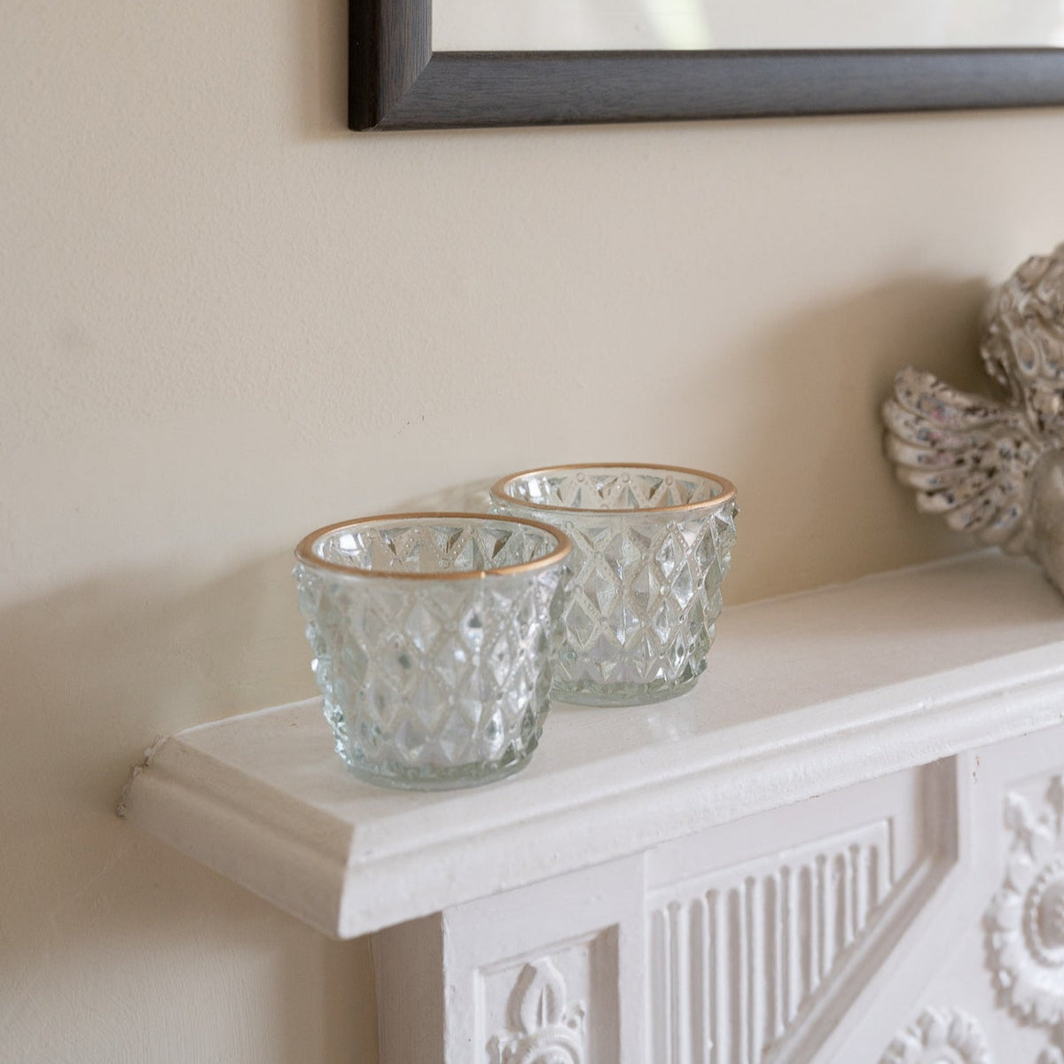 Gold Rim Diamond Tea Light Holder