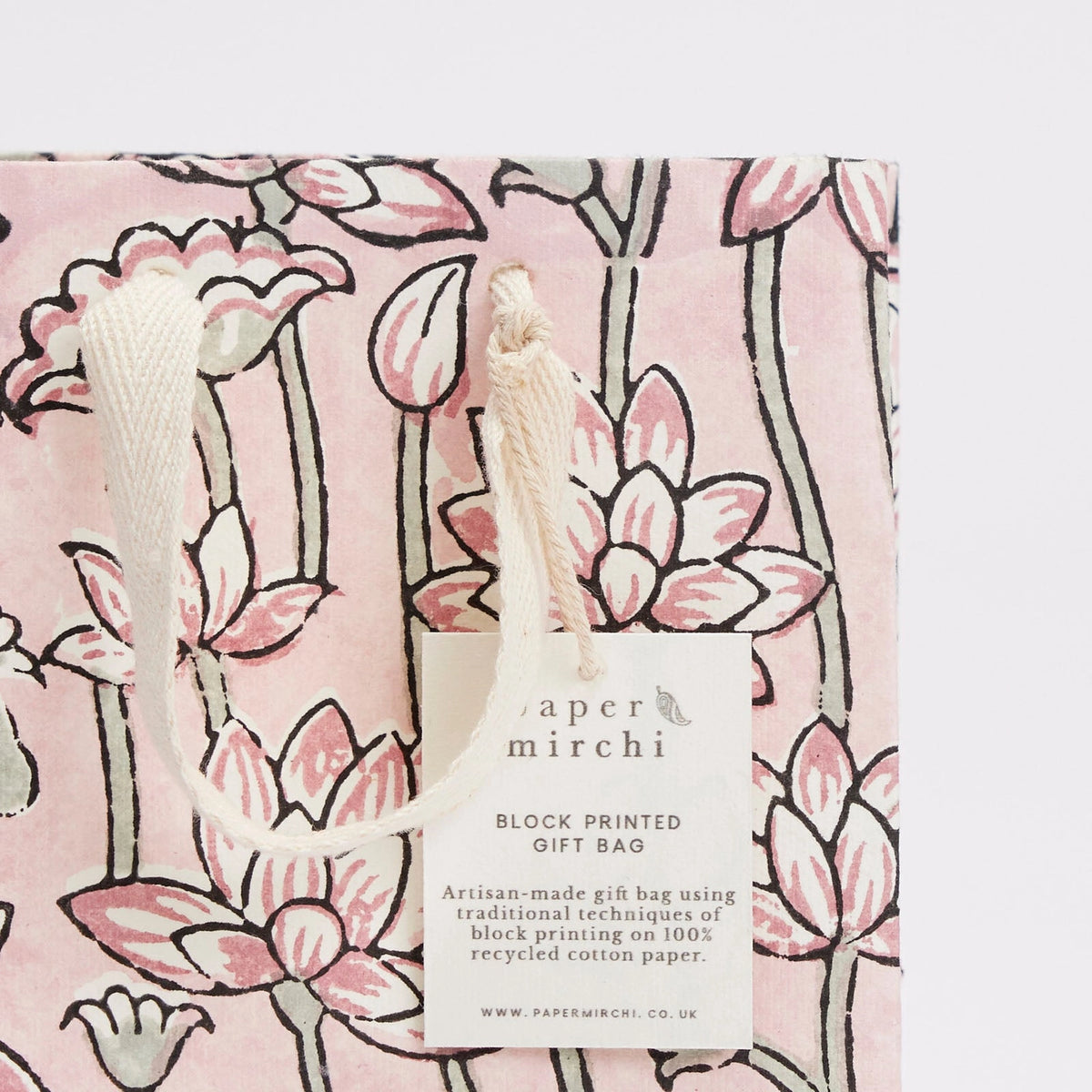 Pink Earth Small Block Print Gift Bag