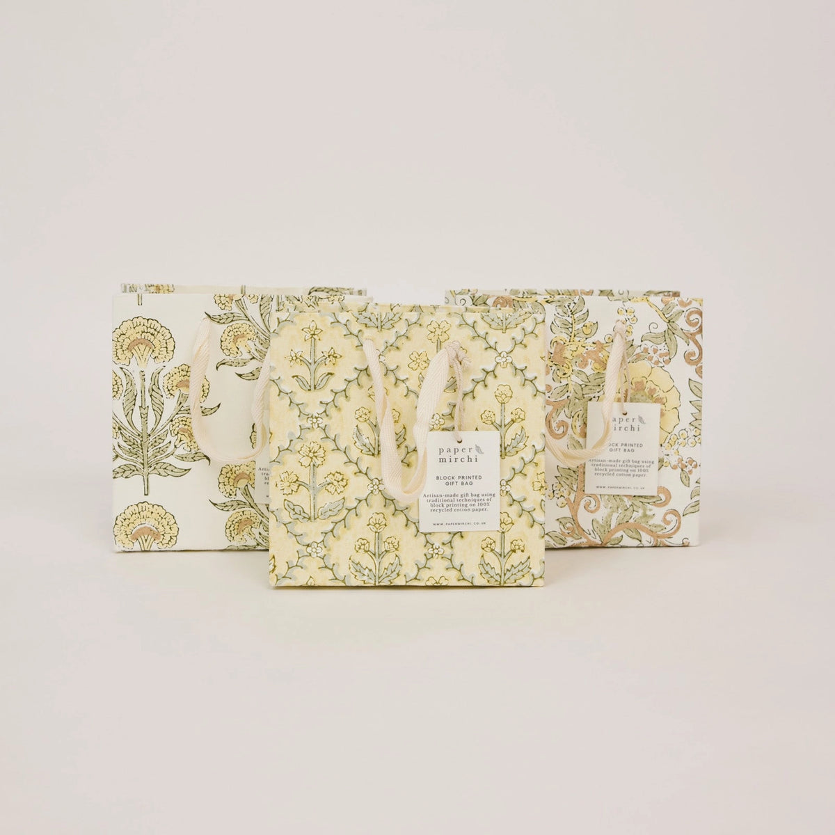 Buttercream Floral Block Print Small Gift Bag