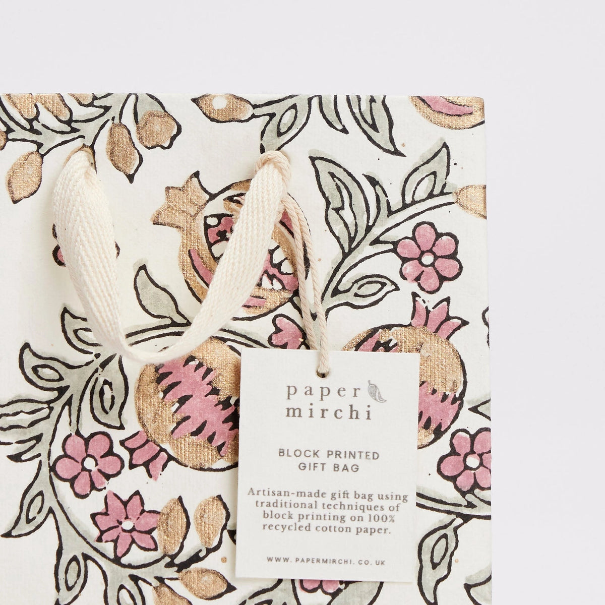 Pink Earth Small Block Print Gift Bag