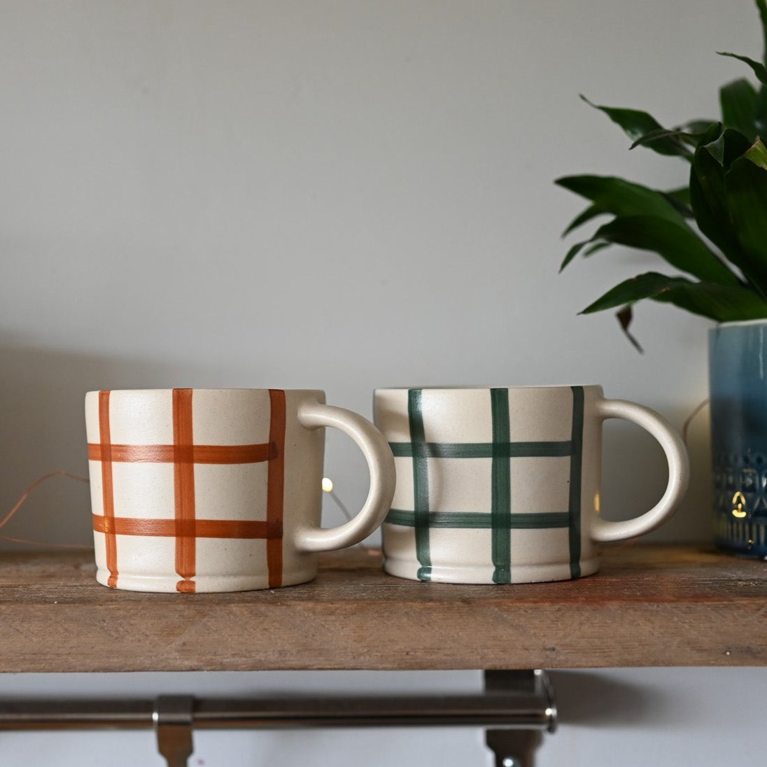 Gingham Check Mugs