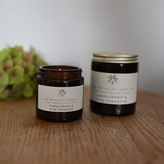 Sandalwood & Rose Geranium Candle, The Botanical Candle Co