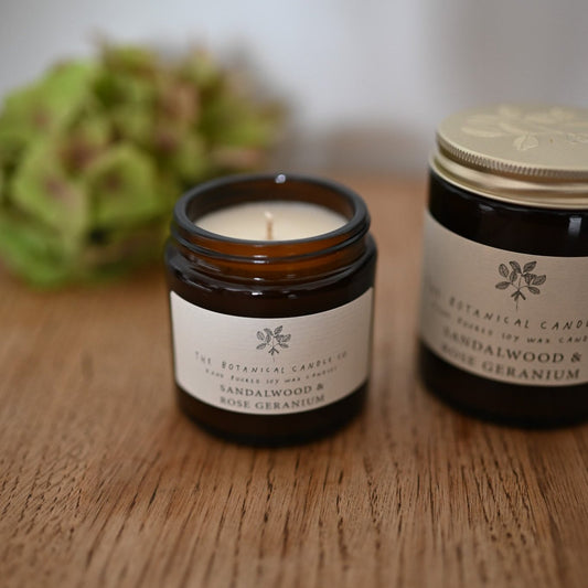 Sandalwood & Rose Geranium Candle, The Botanical Candle Co