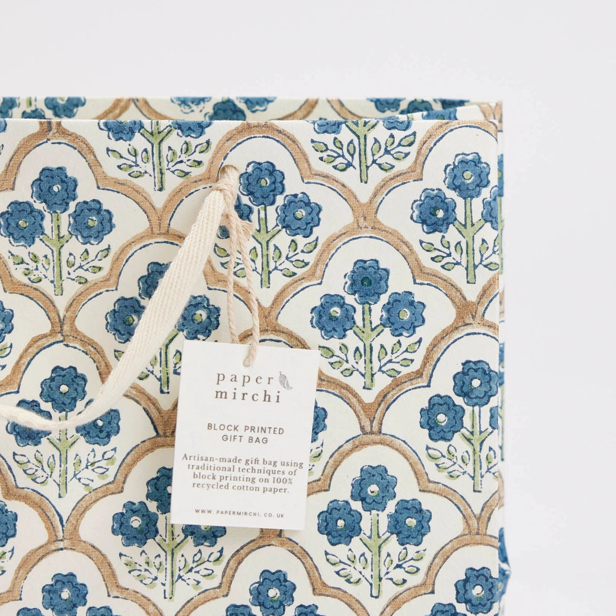 Blue Block Print Medium Gift Bag