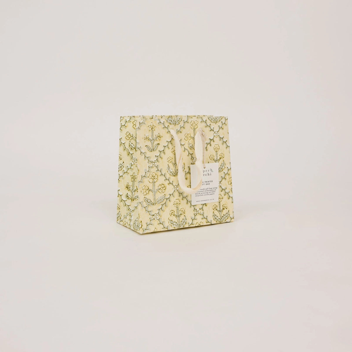 Buttercream Floral Block Print Small Gift Bag