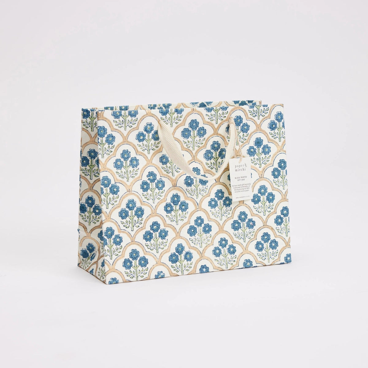 Blue Block Print Medium Gift Bag