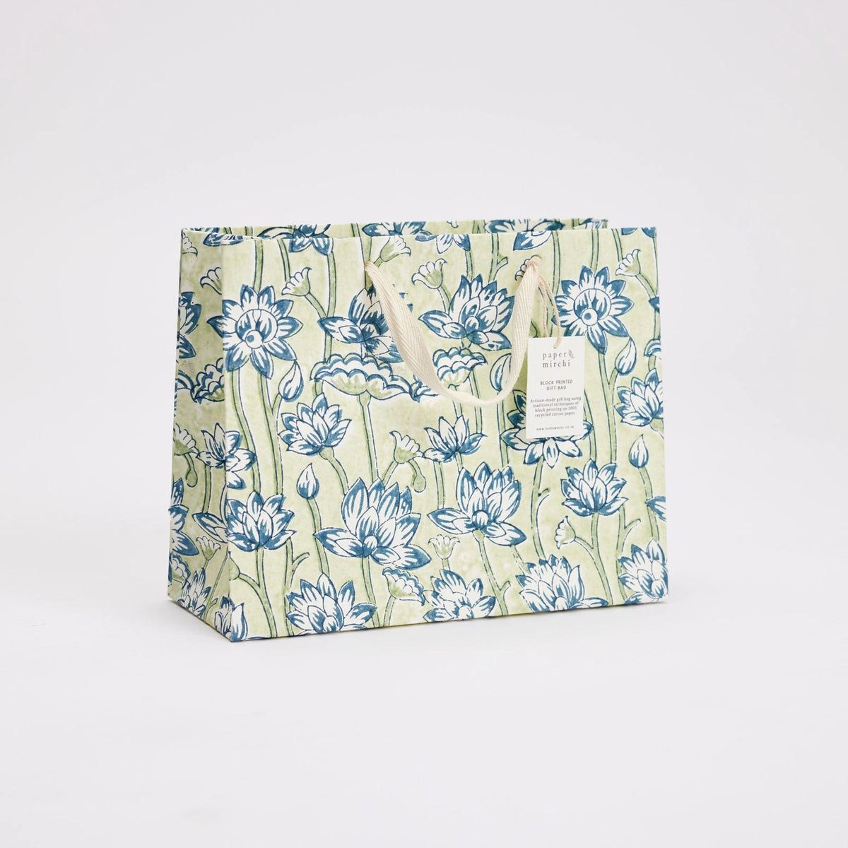 Blue Block Print Medium Gift Bag