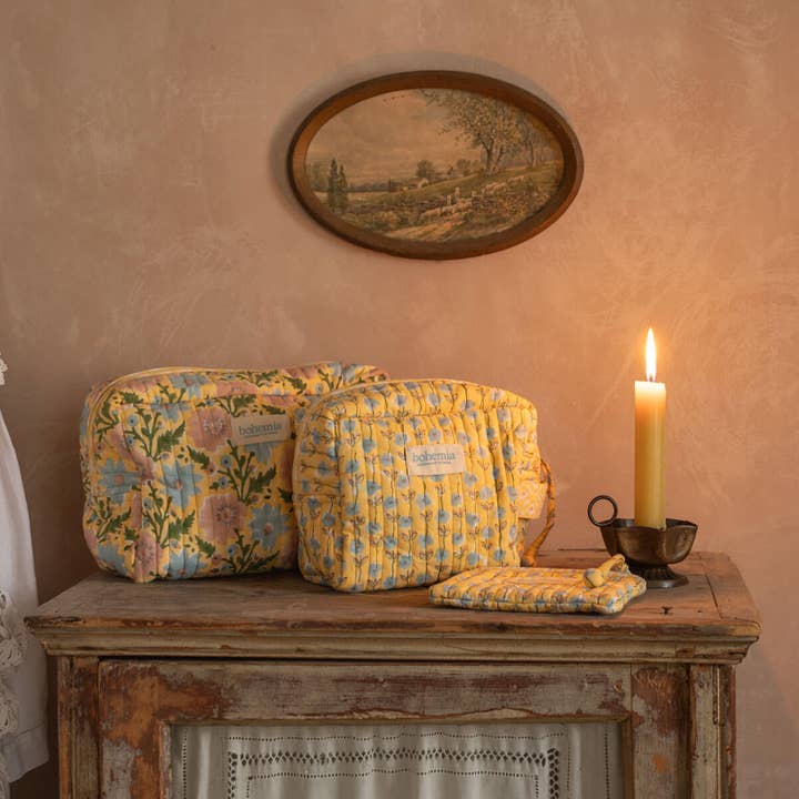 Floribunda Large Washbag, Buttermilk