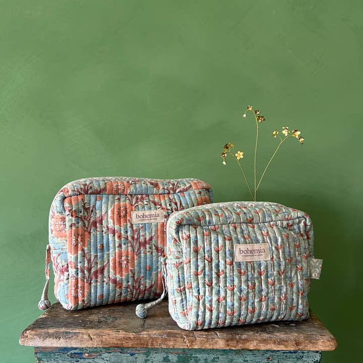 Floribunda Large Washbag, Duck Egg