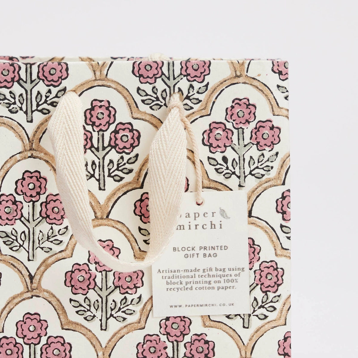 Pink Earth Small Block Print Gift Bag