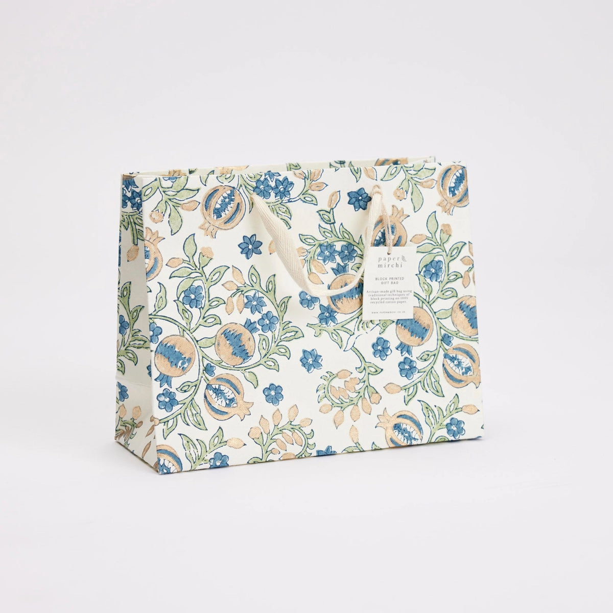 Blue Block Print Medium Gift Bag