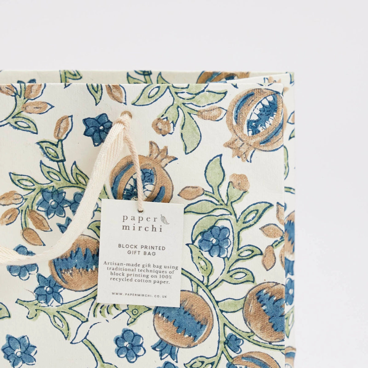 Blue Block Print Medium Gift Bag