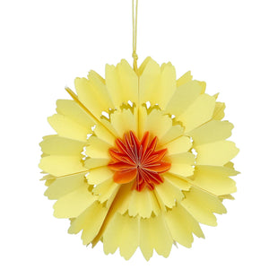 Yellow Multi-Petal Paper Flower Decoration, Medium