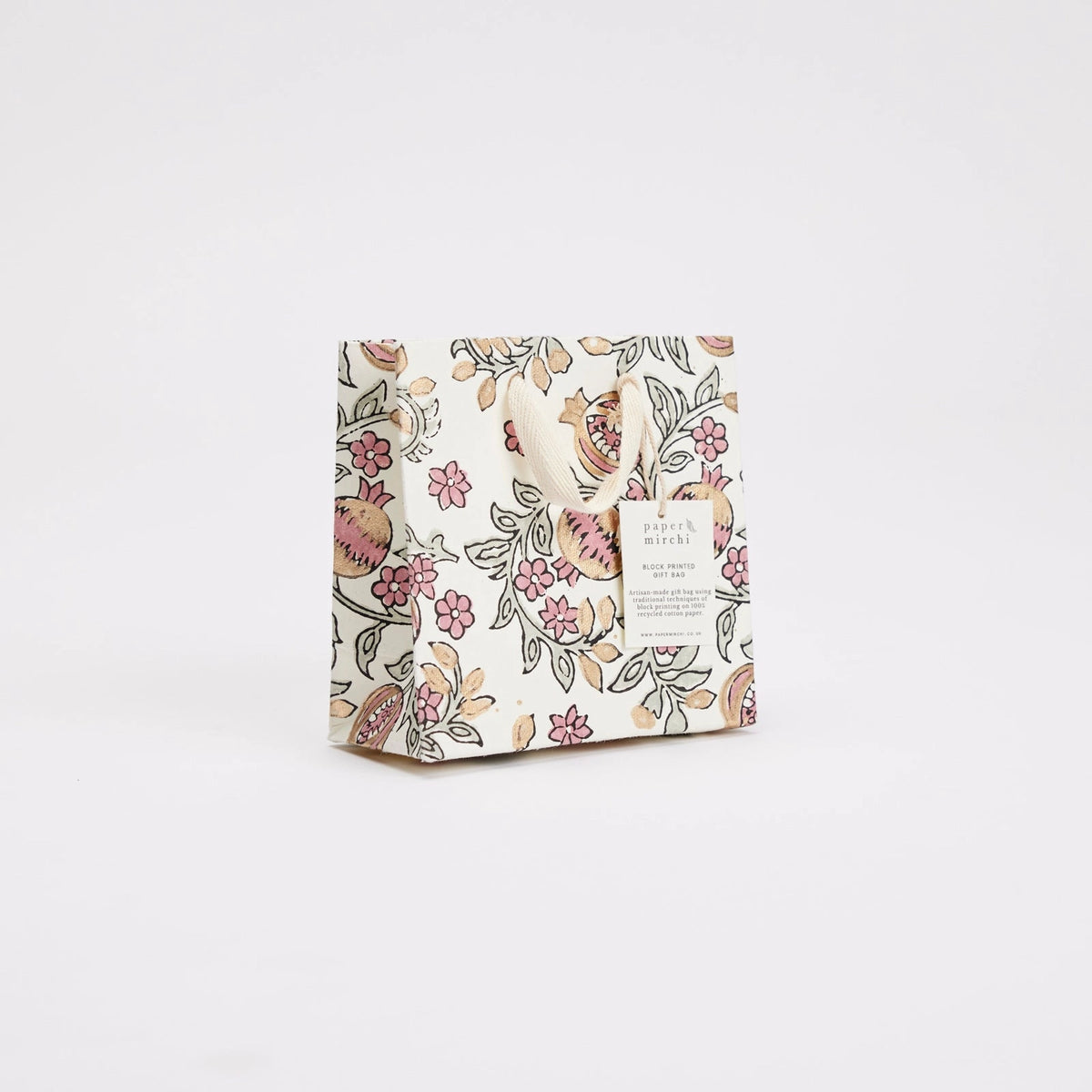 Pink Earth Small Block Print Gift Bag