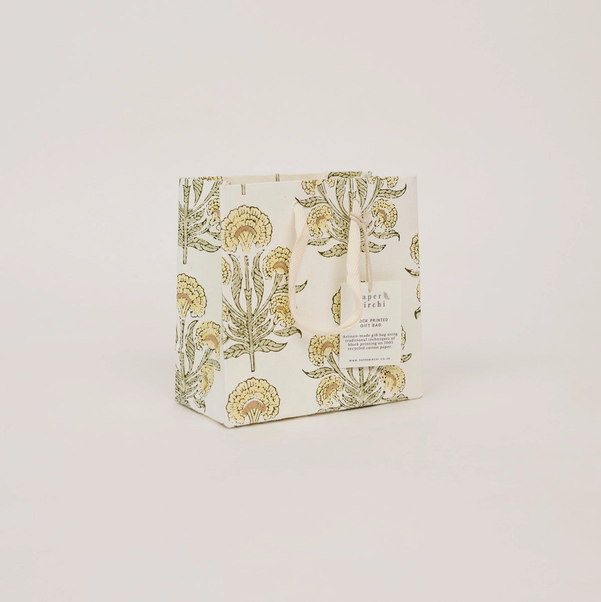 Buttercream Floral Block Print Small Gift Bag
