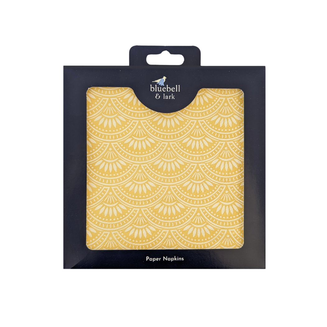 Yellow Art Deco Scallop Paper Napkins