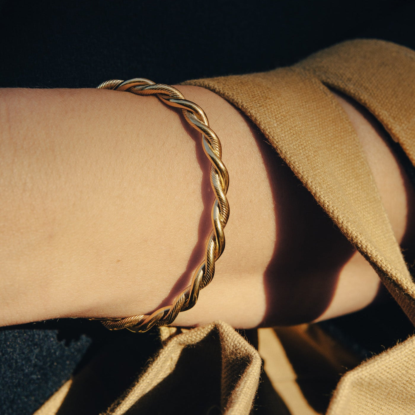 Gold Twist Cuff Bangle
