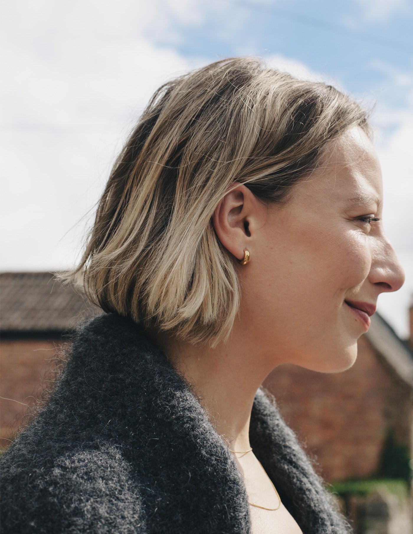 Chunky Gold, Small Leverback Hoop Earrings