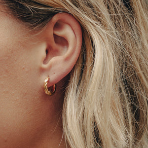Gold Mini Twist Leverback Huggie Hoop Earrings