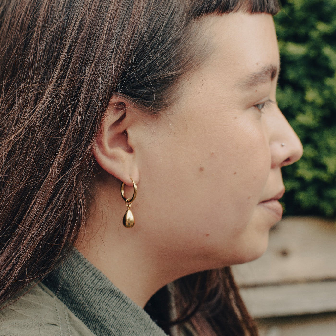 Gold Drop Hoop Earrings
