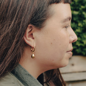 Gold Drop Hoop Earrings