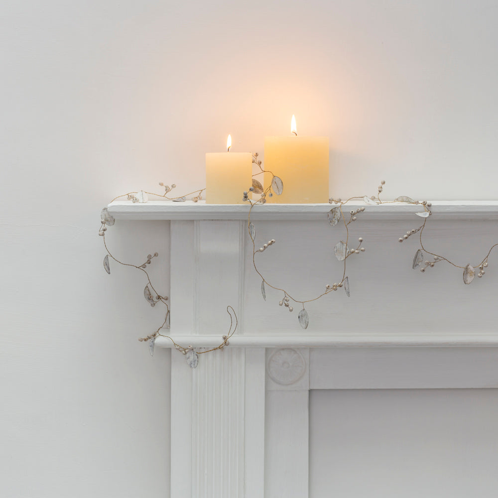 White Leaves and White Berry Garland