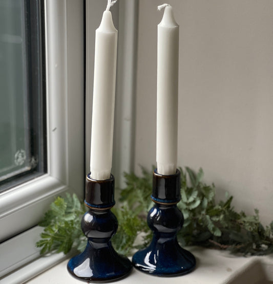 Short Blue Porcelain Candlestick