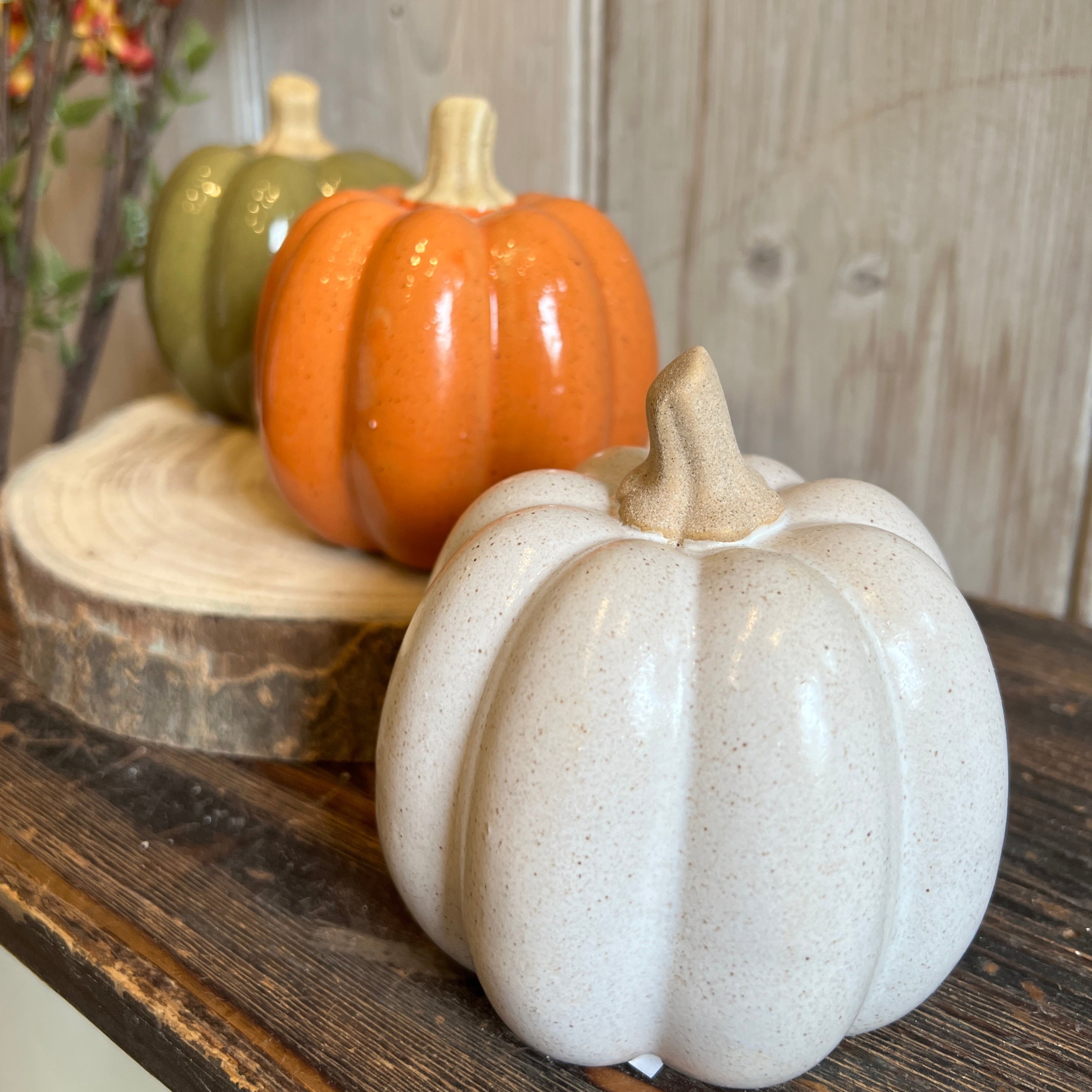 White Ceramic Pumpkin, Small