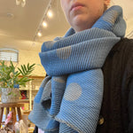 Load image into Gallery viewer, Blue Pleated Dot Scarf
