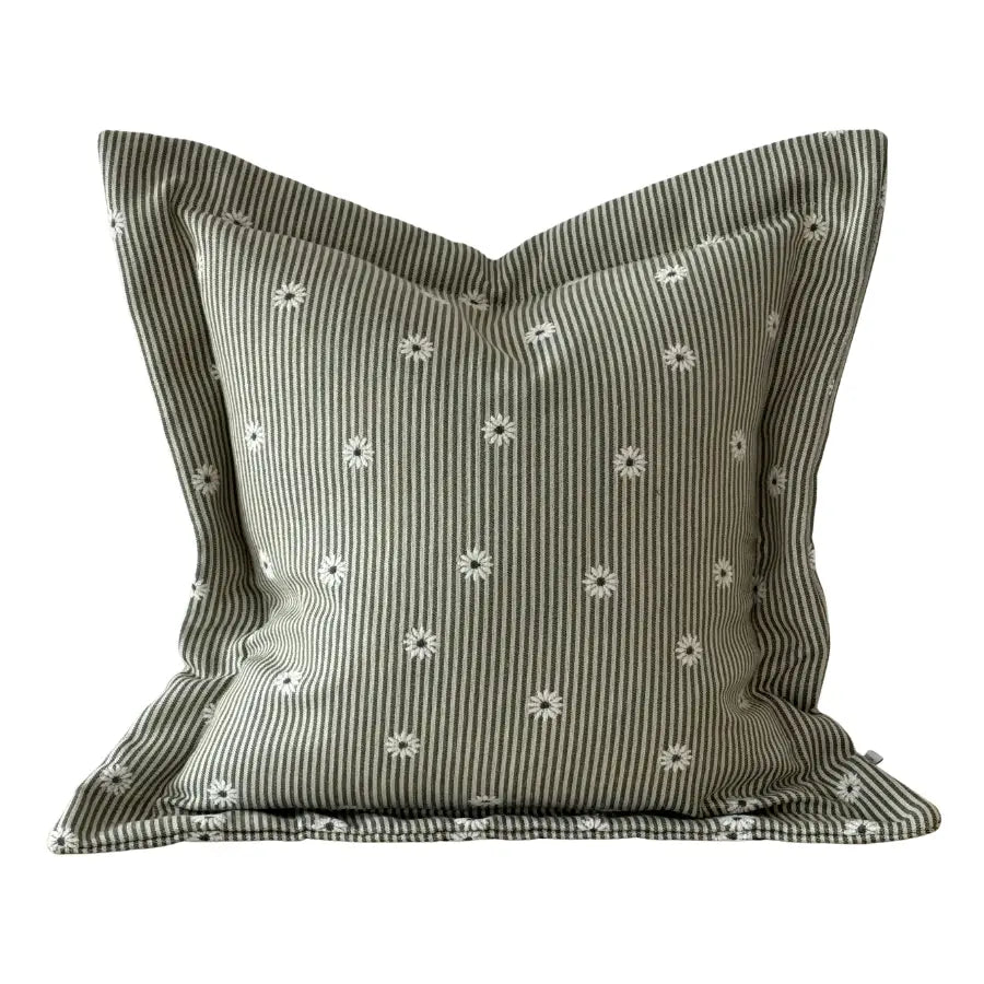 Daisy Sage and Cream Stripe Cushion