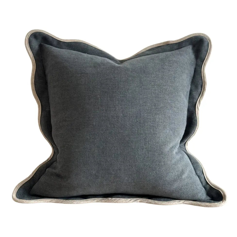 Chloe Navy Scalloped Cushion