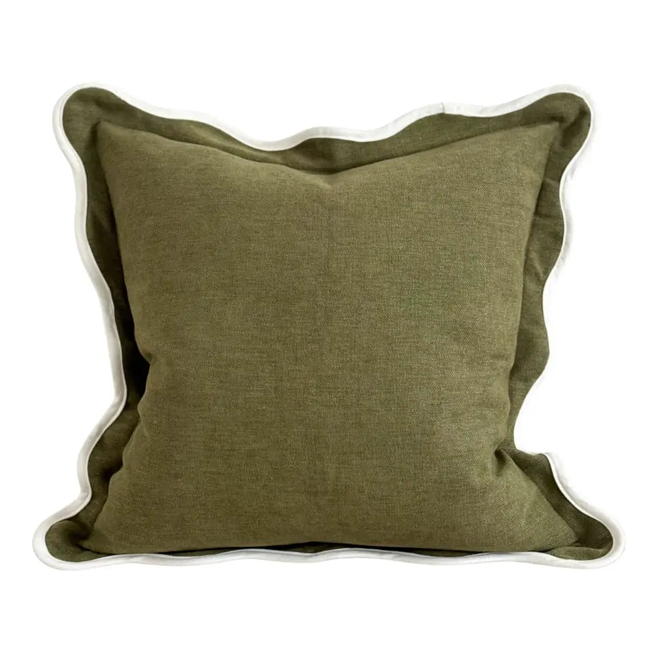 Chloe Olive Scalloped Cushion