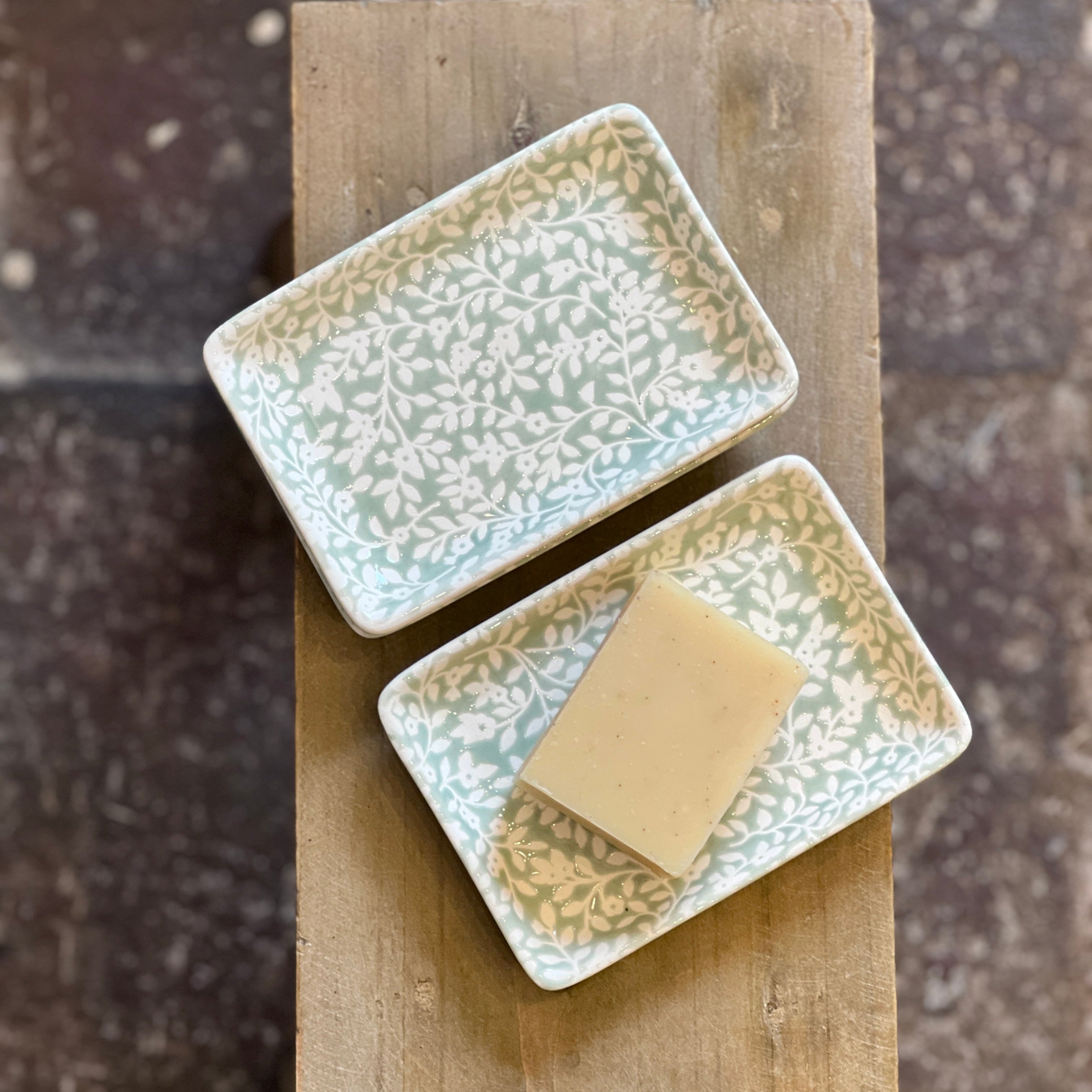Light Green Floral Dish