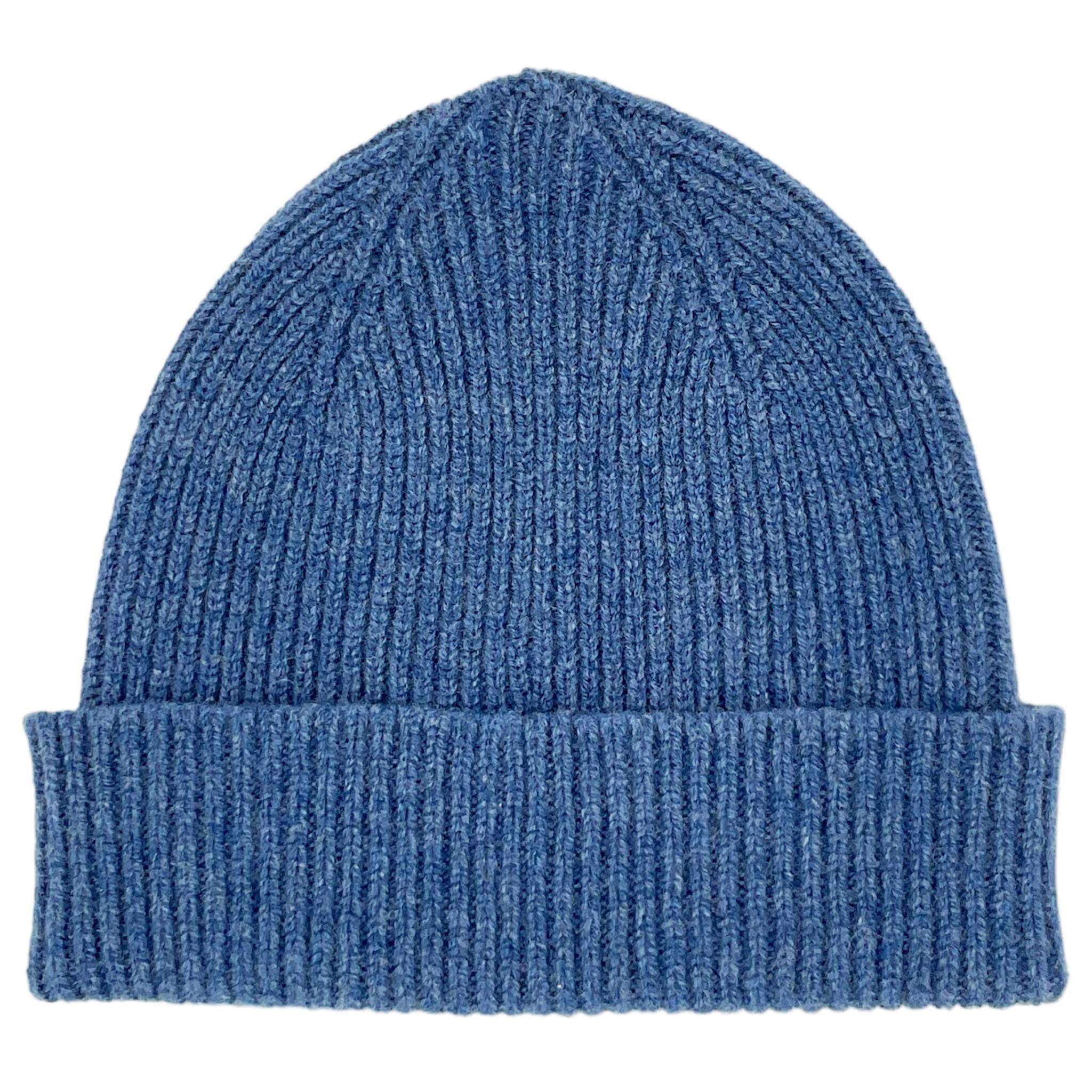 Denim Blue Lambswool Beanie