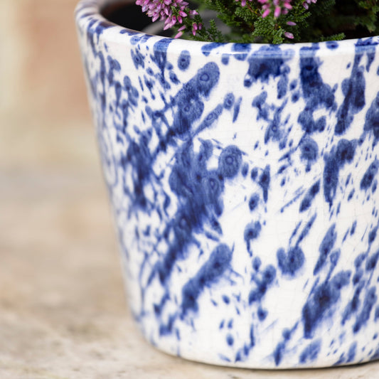 Blue Splatter Old Style Dutch Plant Pot