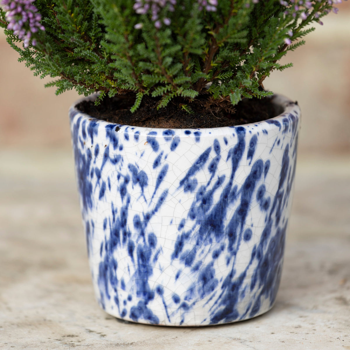 Blue Splatter Old Style Dutch Plant Pot