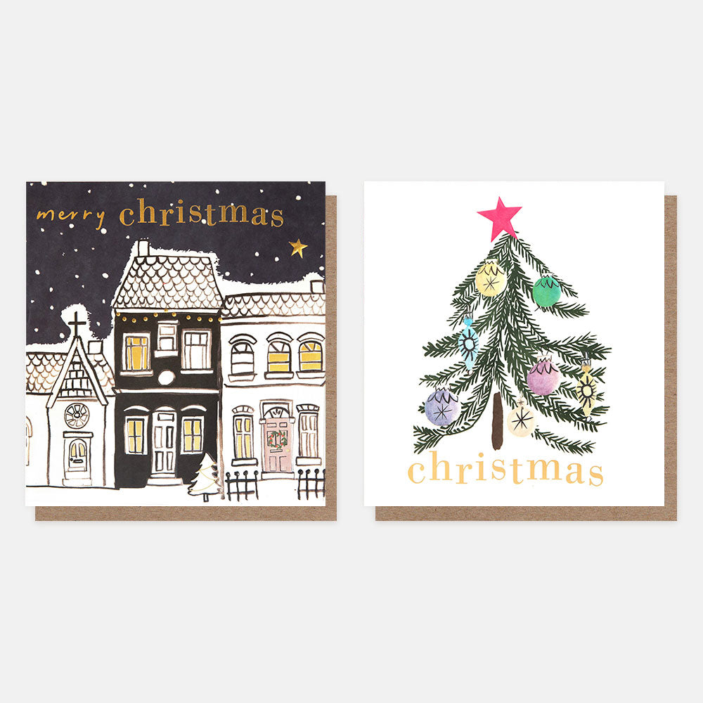 Christmas Tree and Houses Charity Christmas Card Pack