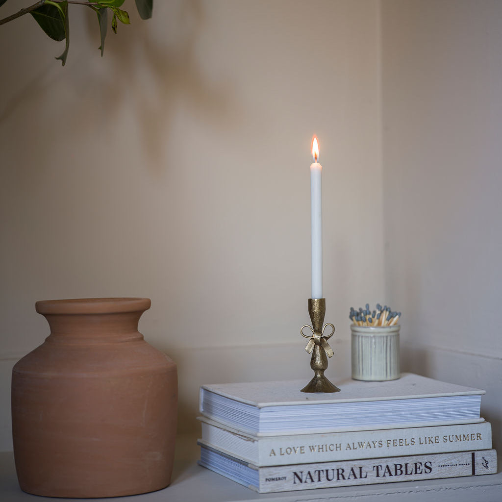 Antique Brass Bow Candle Stick