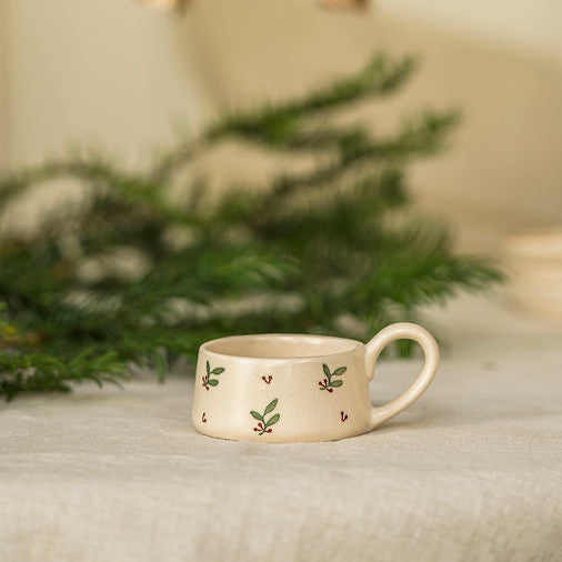 Hand Painted Holly Tea Light Holder