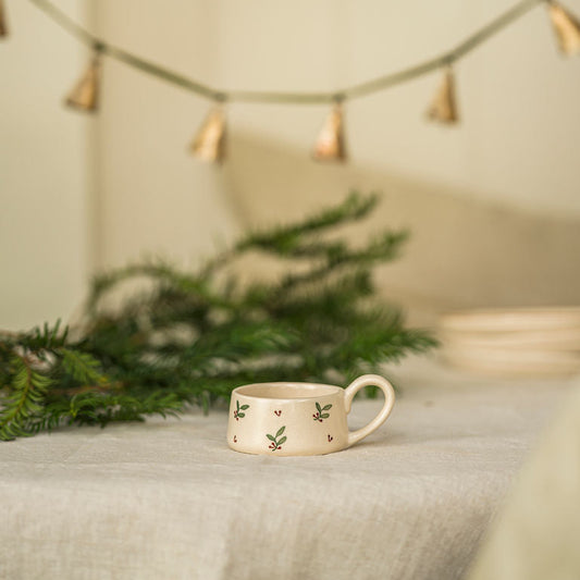 Hand Painted Holly Tea Light Holder