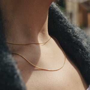 Gold Double Layer Slim Chain Necklace
