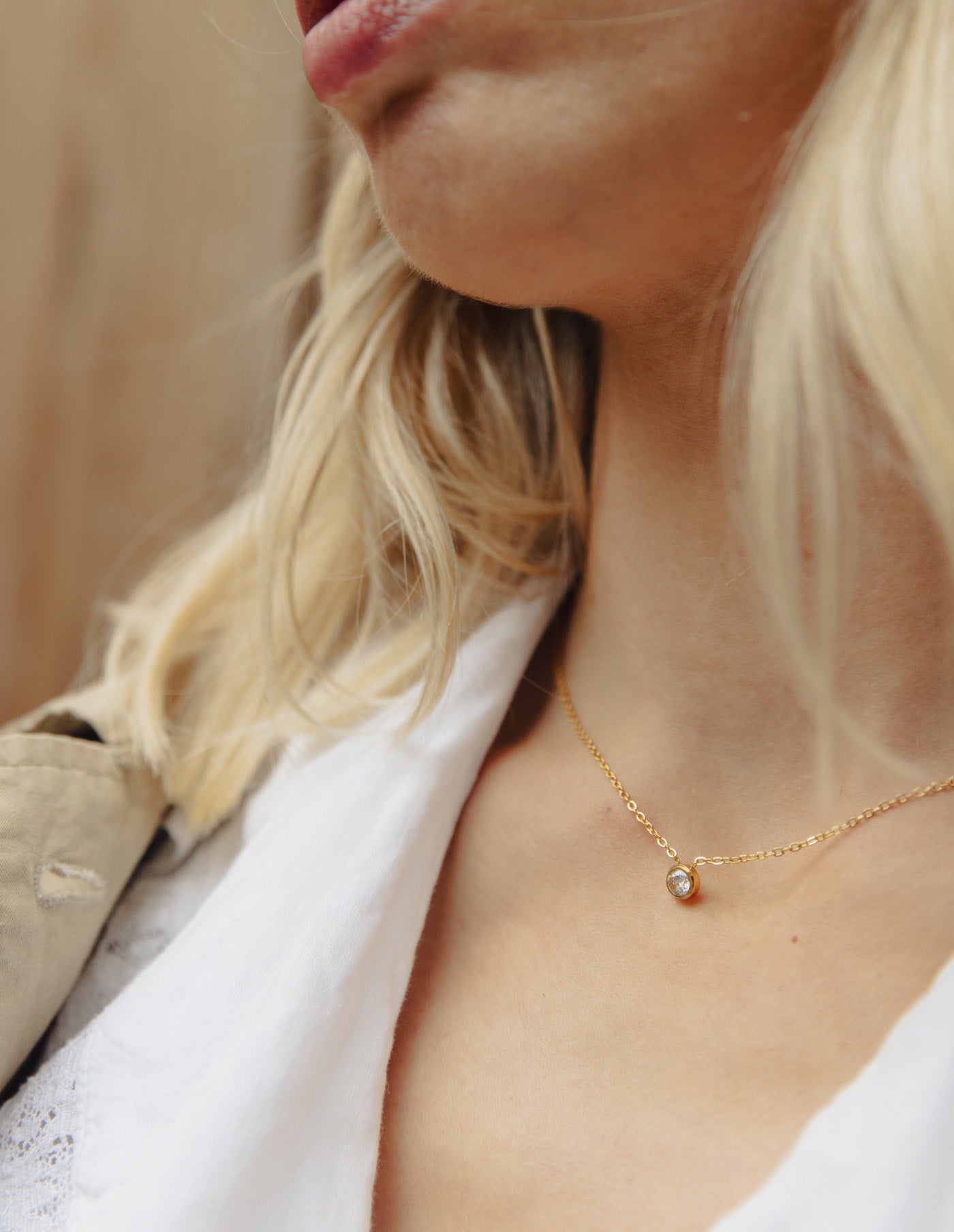 Gold Dainty Stone Necklace