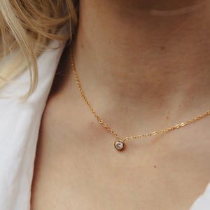 Gold Dainty Stone Necklace