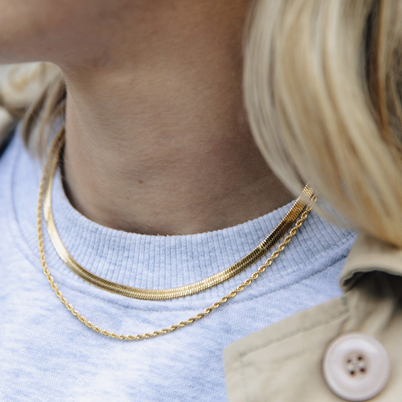 Gold Double Layer Feature Necklace